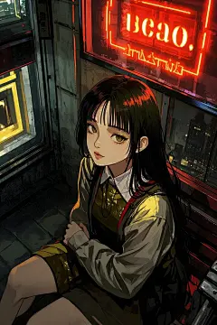 融合二次元治愈世界、Yeoniu Choi 风格、Audrey Kawasaki风格、手绘插画、绘本插图、扁平插画、潮流漫画、手绘动画、复古现代交织等多元风格，颗粒质感朦胧感，氛围，暗黑魔幻、插画、梦幻意境等多元风格，金箔眼影人物，怪诞诡异氛围，高清细节、8K 画质，展现故事与风貌。图像拼贴，图像轮廓提取，拼贴，打造超现实的创意人像摄影作品，回溯至 90 年代的某个夜晚，一场复古滤镜笼罩下的创意摄影拉开帷幕。人物特写成为主角，运用慢门摄影、闪光过曝与高饱和度复古色，营造出复古老照片的朦胧美感。画面中，一位