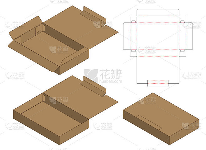 包装盒模切模板设计。三维模型