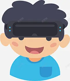 蓝色衣服男孩手绘虚拟现实戴眼镜矢量图 虚拟现实 元素 免抠png 设计图片 免费下载 页面网页 平面电商 创意素材