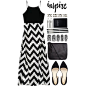 A fashion look from June 2015 featuring chevron striped dress, flat heel shoes and real leather handbags. Browse and shop related looks.