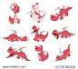 Set of  Cartoon Illustration Dragons for you Design