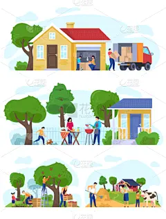 家庭,房屋,父母,环境,母亲,父亲,女人,农场,夏天,户外