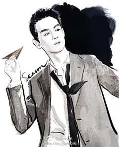 娱乐圈小鲜肉的帅气时尚唯美人物插画图片