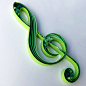Treble Clef Quilled Art, Home Decor, Wall Art, For Her, For Him, Musician Gift, Music Collectible, Paper Clef, Paper Anniversary : Treble Clef Handmade item with colourful strips of paper.  Dimensions of the treble clef is 19x8cm (7,5x3)  You can choose t