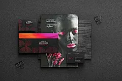 黑色信纸信封名片办公文具品牌VI样机ps贴图素材下载 Dark Stationery Branding Mockup Set-图模版TUPSD.COM