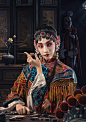 General 1920x2729 assassins  knife makeup brush women indoors sitting indoors digital painting looking at the side dress looking away face paint portrait display drawing digital art artwork hair accessories flowers dark hair flower in hair Asian room tabl