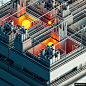 顶层建筑内部空间机械物体C4D场景模型模板C4D工程