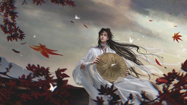 天官赐福 谢怜 枫叶 斗笠 蝴蝶 4K高...