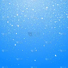雪花孤立在蓝色背景上。冬季圣诞节背景与蓝天。飘落的圣诞，美丽的雪花。矢量图