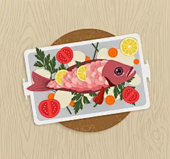 美味鱼料理矢量素材