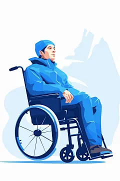 AI数字艺术扁平风残疾人人物插画