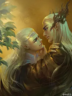 #密林父子##瑟兰迪尔##莱戈拉斯##耽美同人##手绘插画#