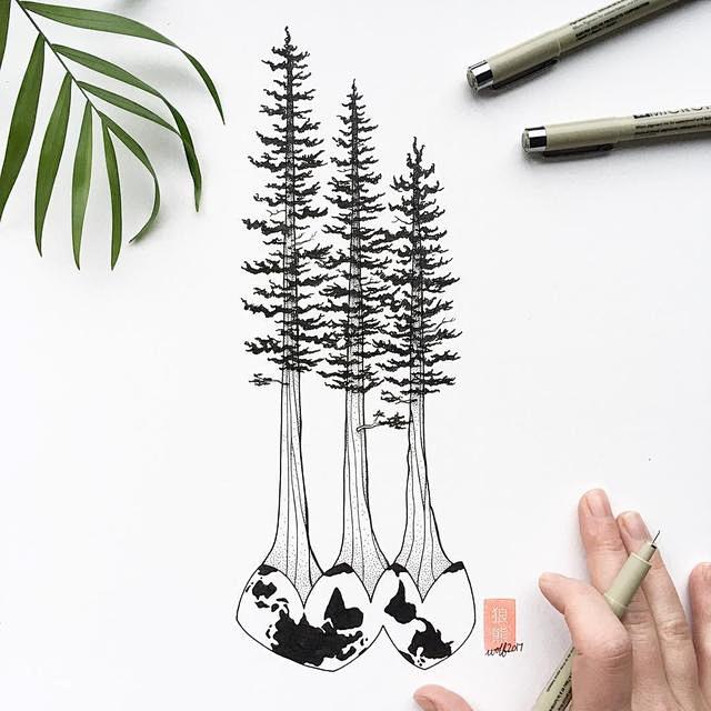 国外一对夫妻画手的手绘作品，里面有一些中...
