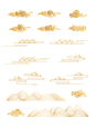 中国风金色复古祥云纹山纹线性云纹装饰元素