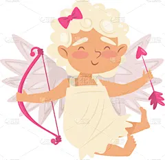 小的,婴儿,快乐,天使,动画片,可爱的,箭术,贺卡,浪漫,爱