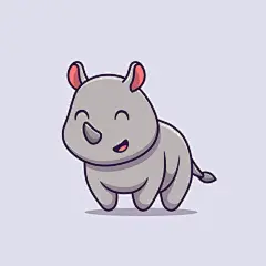 可爱的犀牛微笑手绘卡通矢量插画矢量图素材
