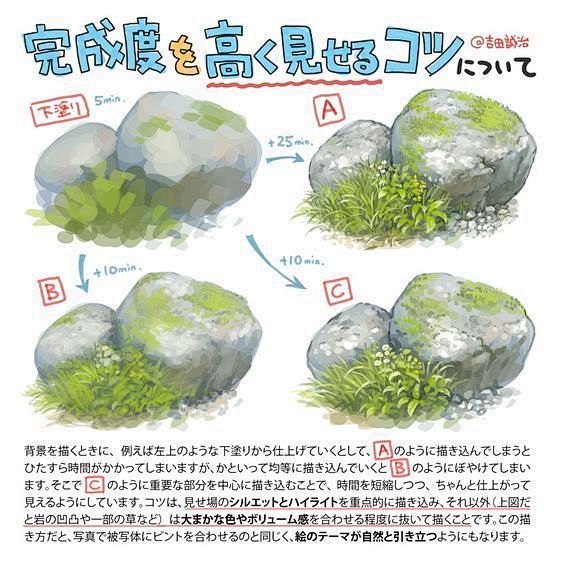 岩石的画法教程
#绘画参考# #材质# ...