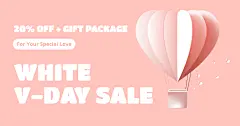 Literary White Valentine's Day Promotion Ecommerce Banner