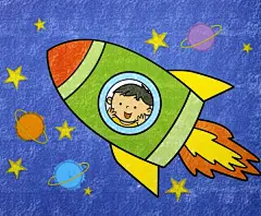 儿童画宇宙飞船_六一儿童网
