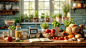 Hyperdetailed photography, photorealistic of Kitchen counter, measuring cup, ingredients, digital scale, recipe book. Food photography. Ultra detailed, 16k