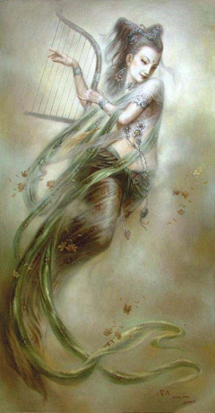 哪吒VP采集到曾浩画的敦煌飞天美女