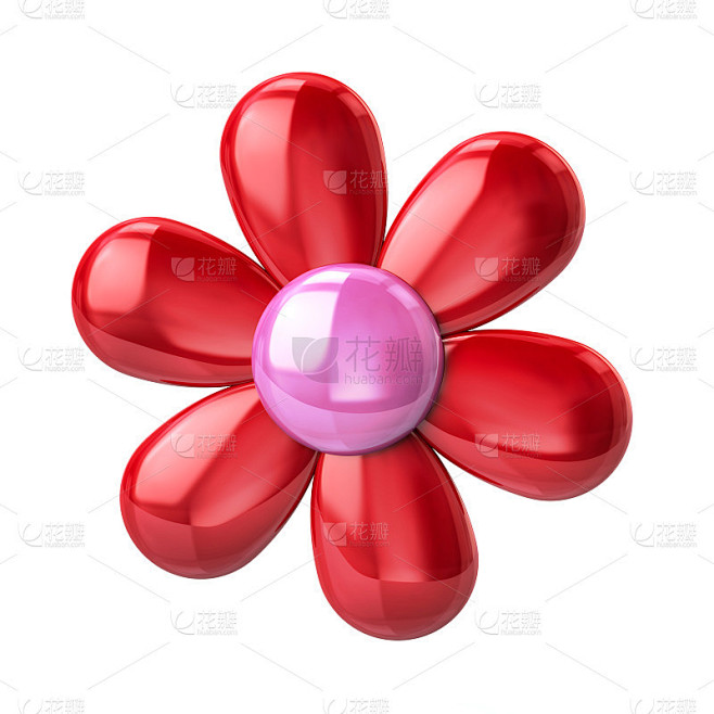 红花图标3d插图