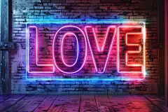 love霓虹发光英文字母背景图片