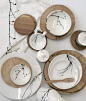 collection of hand carved wooden plates and white crockery w/ bird and branch designs ... Love Milo: 