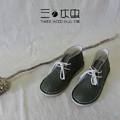 三木虫 头层牛皮男女单鞋圆头平底手工真皮墨绿印花做旧复古文艺 #复古# #手工#