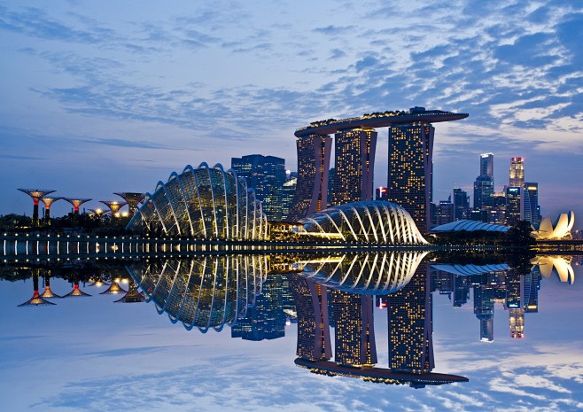 2048x1446 cityscape architecture reflection singapore marina bay