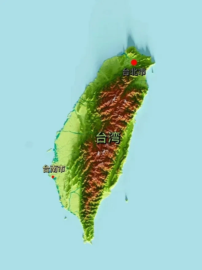 中国三维地形图～台湾