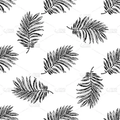 热带树叶是用墨水和笔画的