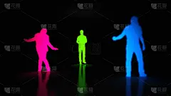 彩色舞者在舞池概念，3d插图