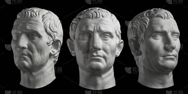 三个石膏复制的古代雕像头盖伊朱利叶斯凯撒...