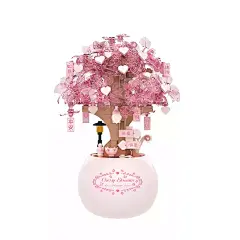 积木花盆栽樱花树拼装花摆件永生花送妈妈老师三八妇女节礼物diy-tmall.com天猫