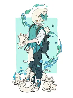 插画鉴赏NO.89｜清爽少年的爱猫日常 - 小红书