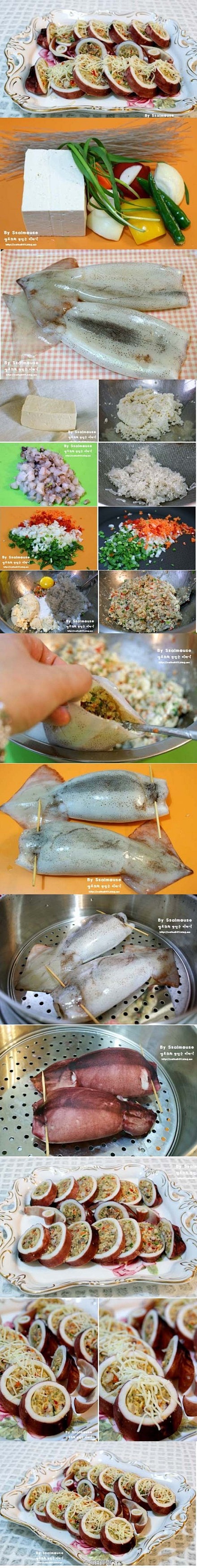 每日韩语：【韩国料理】오징어순대-鱿鱼肠...