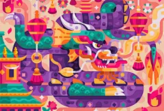 美到失语！舒适治愈的糖果色插画设计 - 优优教程网 - 自学就上优优网 - UiiiUiii.com : 塞尔维亚插画师 Alex Krugli ​ 一组绚丽而丰富的场景插图，画面精美，满满的都是小细节，每一个物体都是由很多不同形状的小色块组成，配色大胆且很丰富，看着非常的舒适治愈。