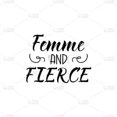 女人和激烈。女权主义语录，女性励志口号。刻字。矢量设计。