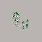 ICY JADEITE 'GOURD', JADEITE AND DIAMOND BROOCH AND PAIR OF MATCHING PENDENT EARRINGS: 