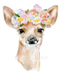 Deer Fawn with Flowers watercolor giclée reproduction. Portrait/vertical…