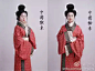 東漢早期直裾袍:白色絹貫頭衫，“紅地印花茱萸紋”直裾絹袍，“綠地長樂明光經錦”袍邊，“宜子孫云氣動物紋”印花絹腰帶