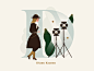 Phenomenal Women - Diane Keaton alphabet woman pastel actress film letter dropcap gradient flat vector illustration