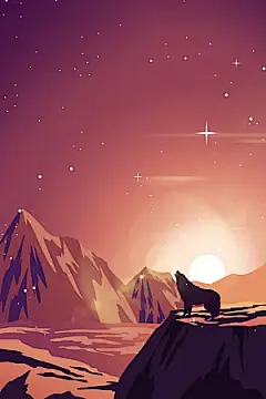 扁平风手绘风景插画模版