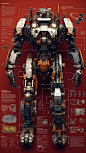 Future huge Mecha,knolling, knolling layout,deconstructed, highly detailed, depth, many parts, very detailed, realistic,