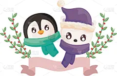 北极熊,白色背景,企鹅,动物头,传统,请柬,事件,霜,雪,模板