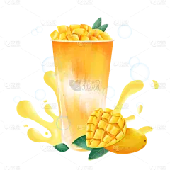 手绘-水果甜品饮品美食贴纸-芒果