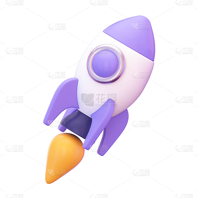 三维立体3D开学季火箭元素