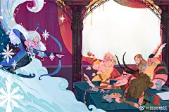 插画师Vanessa Morales的一组森林自然与人物趣味童话主题插画，每一幅画都充满了奇思妙想～画面的配色丰富且舒服惬意让人治愈，每一幅画中似乎都感受到了画中的童真和奇妙！故事性十足！#插画分享##画里的故事# ​​​​