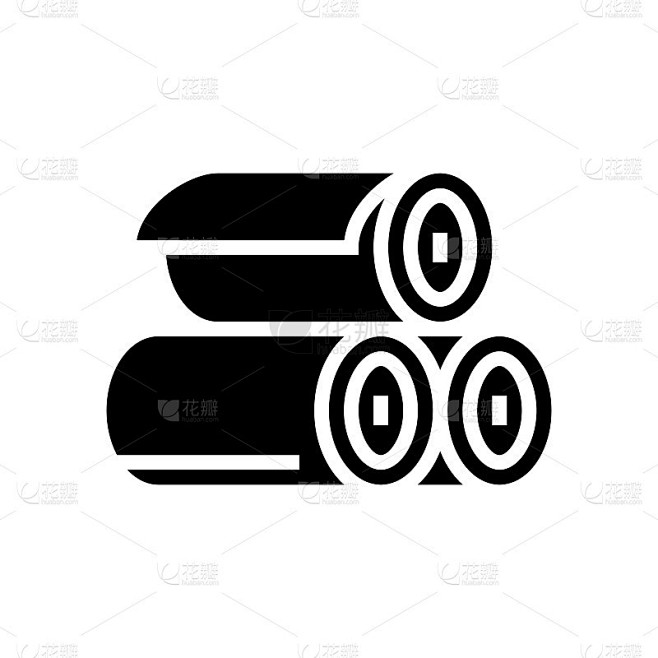 卷的纺织品字形图标矢量插图